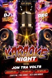 Karaoke Night Video Ads Flyer Poster template